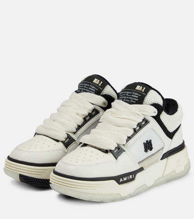 Shop Amiri Ma-1 Leather And Mesh Low-top Sneakers In Black