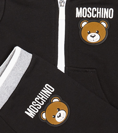 Shop Moschino Baby Cotton Jersey Hoodie And Sweatpants Set In Black