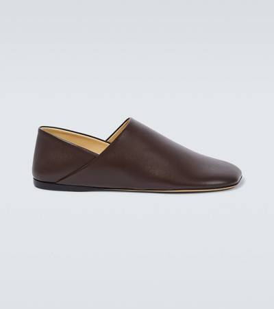 Shop Loewe Toy Leather Slippers In Brown