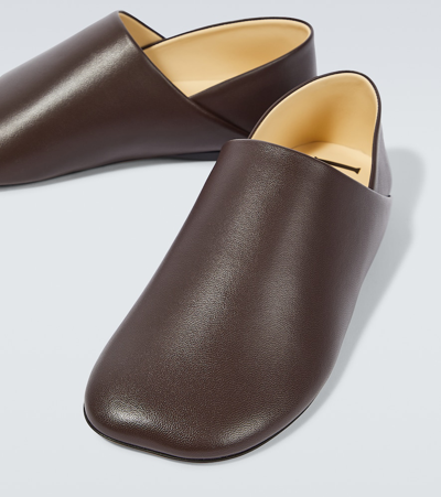 Shop Loewe Toy Leather Slippers In Brown