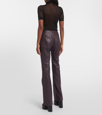 Shop Altuzarra Serge Leather Bootcut Pants In Purple