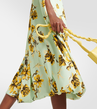 Shop Jil Sander Floral Caped Midi Dress In Multicoloured