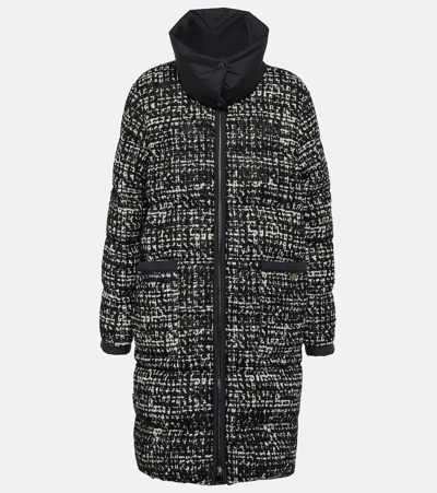 Shop Moncler Rhone Tweed Down Coat In Multicoloured