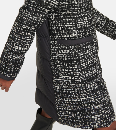 Shop Moncler Rhone Tweed Down Coat In Multicoloured