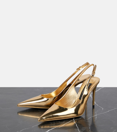 Shop Dolce & Gabbana X Kim Lollo Leather Slingback Pumps In Gold