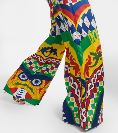 Shop Dolce & Gabbana Carretto High-rise Silk Wide Pants In Multicoloured