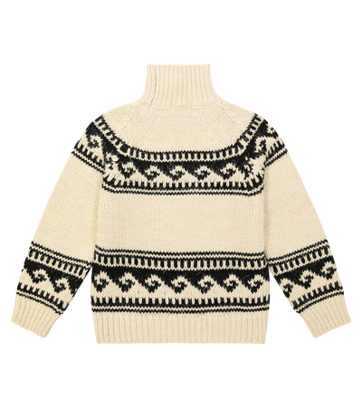 The New Society Andy Jacquard Turtleneck Sweater In Beige