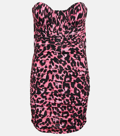 Shop Alex Perry Axton Leopard-print Minidress In Pink