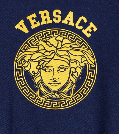 Versace Logo-patch Bomber Jacket In Blue