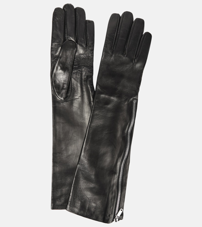 Shop Jil Sander Leather Gloves In Black