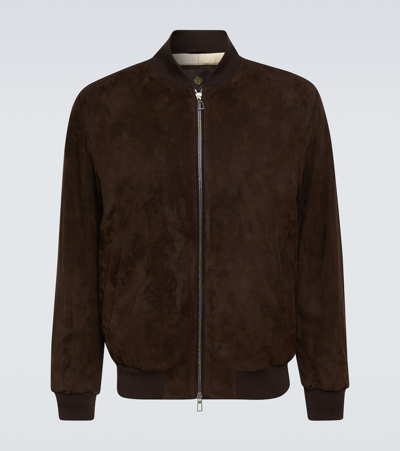 Shop Loro Piana Suede Bomber Jacket In Brown