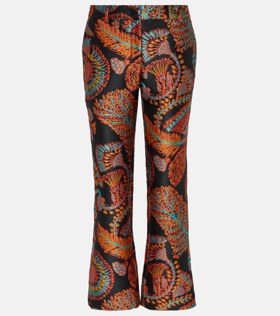 Shop La Doublej 24/7 Jacquard High-rise Cropped Pants In Multicoloured