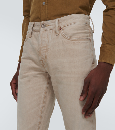 Shop Tom Ford Mid-rise Slim Jeans In Beige