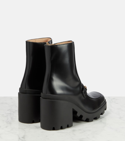 Shop Gucci Horsebit Leather Ankle Boots In Black