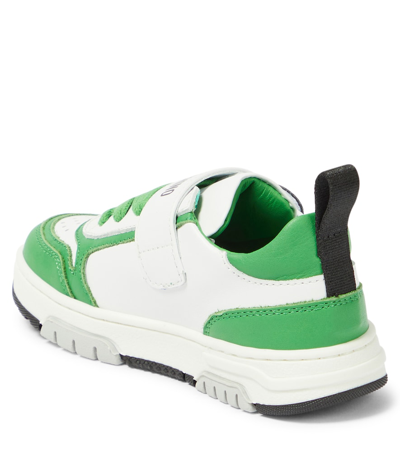 Shop Moschino Teddy Bear Leather Sneakers In Green