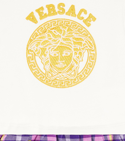 Shop Versace Baby Logo Cotton Jersey Dress In White