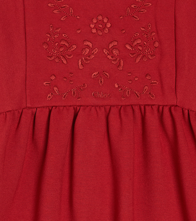 Chloé Smocked Cotton Blend Dress In Red