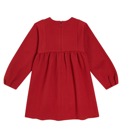 Shop Chloé Kids Smocked Cotton Blend Dress In Red