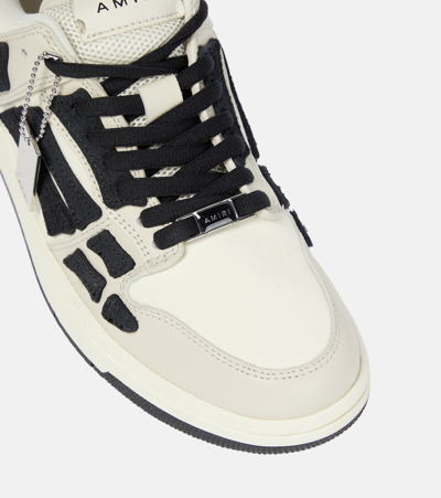 Shop Amiri Skel-top Appliqué Leather Sneakers In Beige