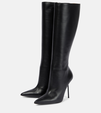 Shop Paris Texas Lidia Leather Knee-high Boots In Black