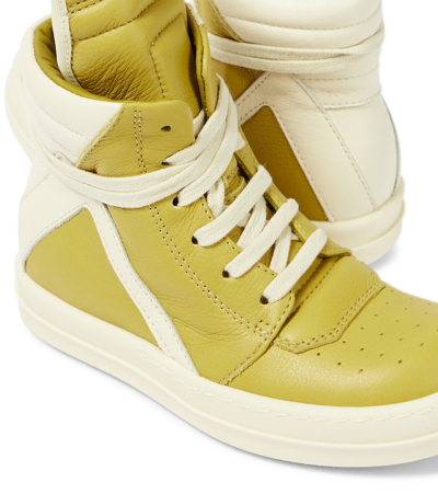 Shop Rick Owens Geobasket Leather High-top Sneakers In Yellow