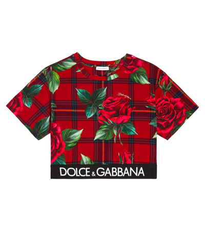 Shop Dolce & Gabbana Printed Cotton-blend T-shirt In Red