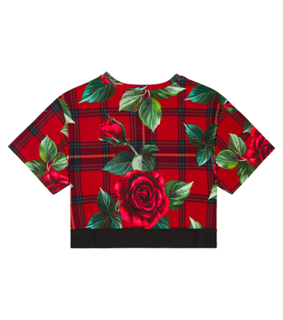 Shop Dolce & Gabbana Printed Cotton-blend T-shirt In Red