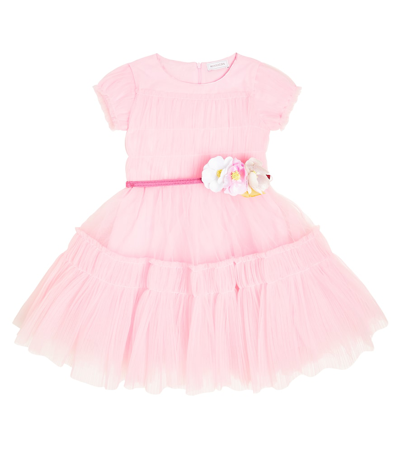 Shop Monnalisa Tulle Dress In Pink