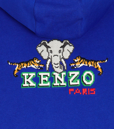 Shop Kenzo Pixel Elephant Cotton Jacket In Blue