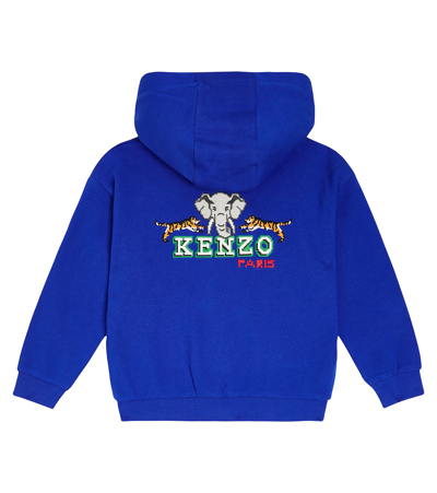 Shop Kenzo Pixel Elephant Cotton Jacket In Blue