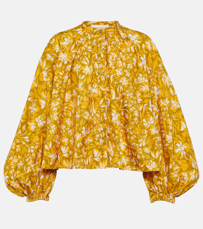 Shop Jil Sander Floral Puff-sleeve Blouse In Multicoloured