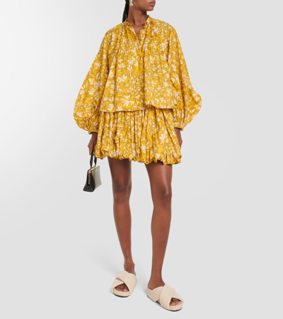 Jil Sander Floral Puff-sleeve Blouse In Multicoloured