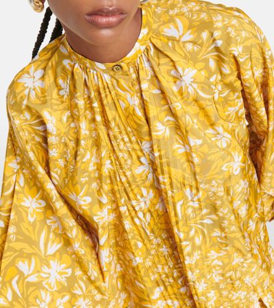 Shop Jil Sander Floral Puff-sleeve Blouse In Multicoloured