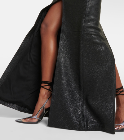 Shop David Koma Leather Split-hem Maxi Skirt In Black