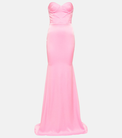 Shop Alex Perry Barkley Strapless Satin Crêpe Gown In Pink