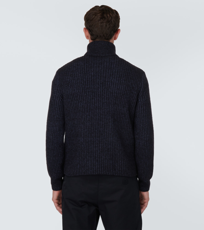 Shop Moncler Cotton And Wool Down Jacket In Blue