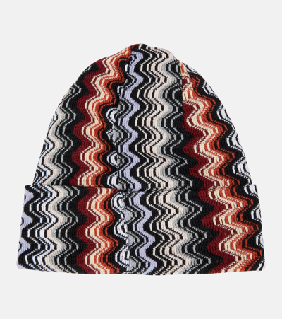 Shop Missoni Zig Zag Wool-blend Beanie In Multicoloured