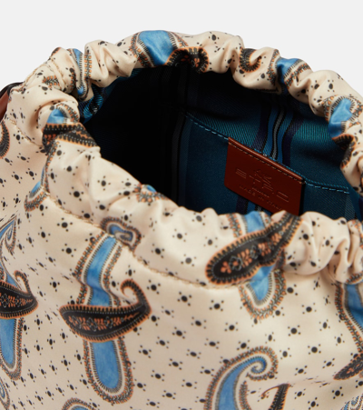 Etro Nécessaire Mini Leather-trimmed Pouch In Blue