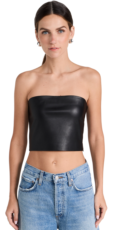 Shop Susana Monaco Faux Leather Crop Tube Top Black