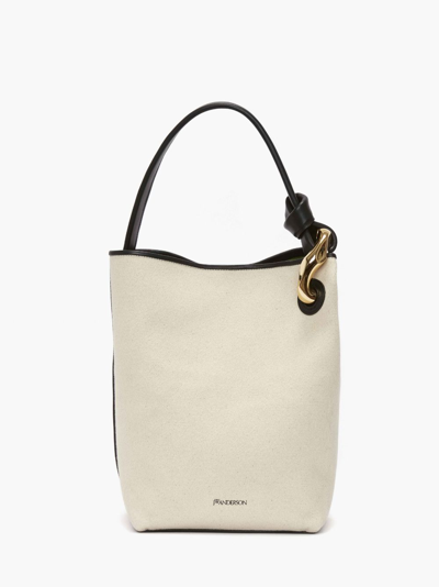 Shop Jw Anderson Jwa Corner Bucket - Canvas Top Handle Bag In White