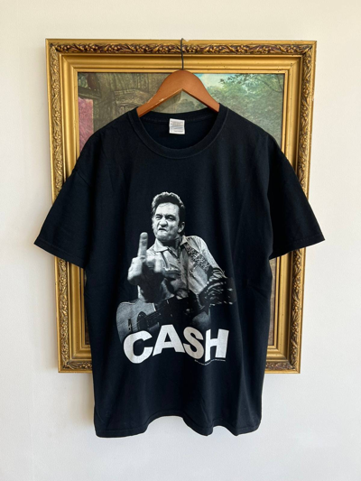 BAND TEES X ROCK T SHIRT Pre-owned Vintage 2009 Johnny Cash Fuck Black Tee (ray Charles)