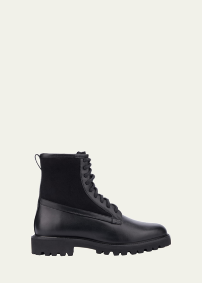 Shop Aquatalia Men's Gitano Weatherproof Leather And Suede Lace-up Boots In Black