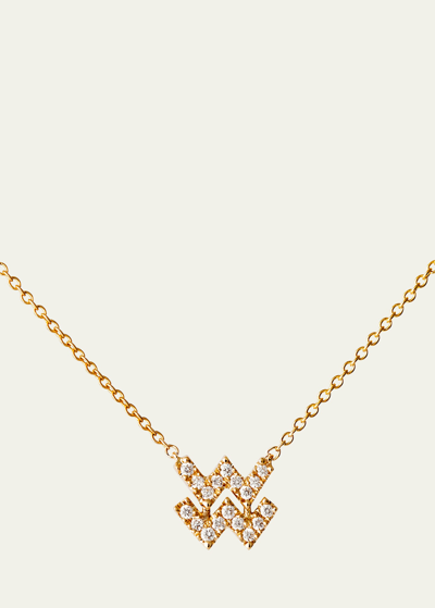 Shop Engelbert Star Sign Necklace, Aquarius, In Yellow Gold And White Diamonds