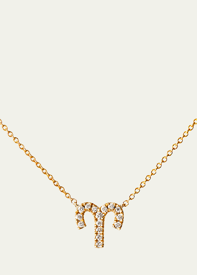 Shop Engelbert 18k Yellow Gold Petit Sign Aries Necklace With Diamonds