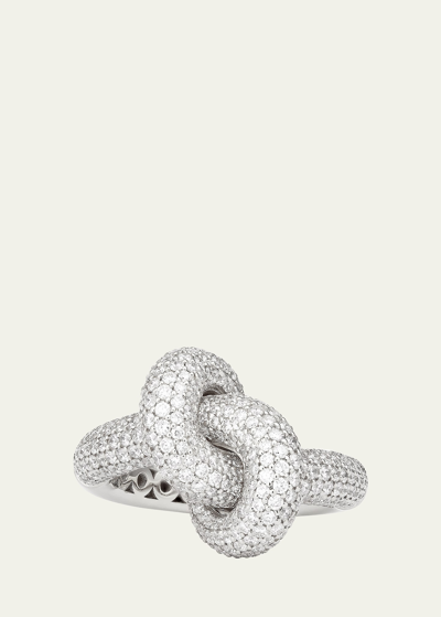 Shop Engelbert 18k White Gold Absolutely Loose Knot Ring With Diamonds