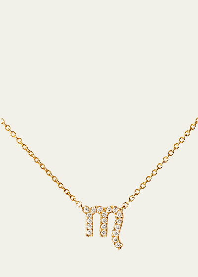 Shop Engelbert 18k Yellow Gold Petit Sign Scorpio Necklace With Diamonds