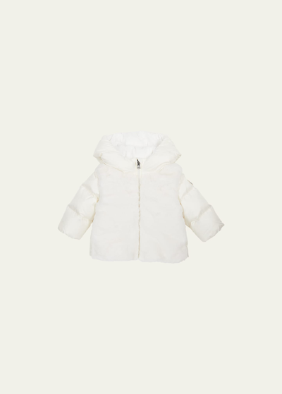 Shop Moncler Girl's Natas Faux Fur Combo Jacket In 51-034 White