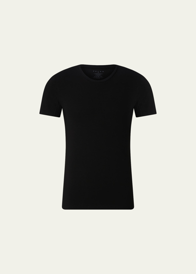 Shop Falke Men's Cotton-stretch Crewneck T-shirt In Black
