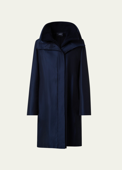 Shop Akris Storm System Double-breasted Coat In Navy