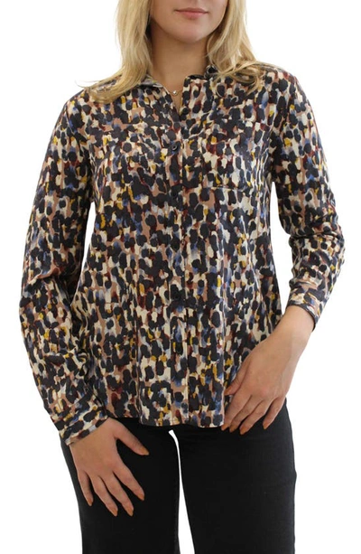 Shop Beachlunchlounge Ashley Long Sleeve Button-up Shirt In Abstract